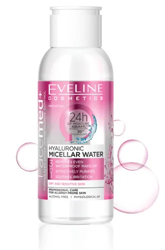 Nước tẩy trang Eveline Facemed+ dưỡng ẩm Hyaluronic 400ML